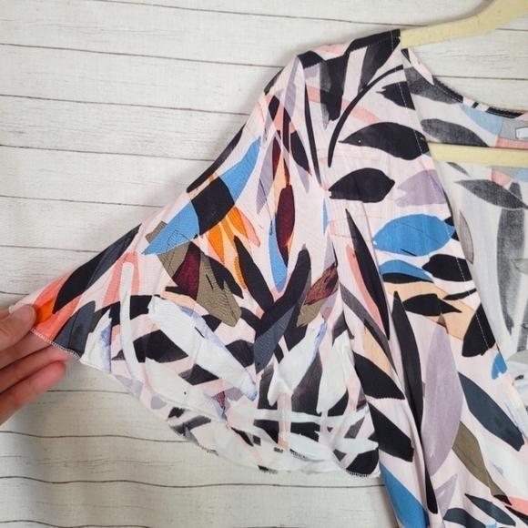 O’Neill Carina Wrap Leaf Print Multi Colored Midi Dress, sz Medium - Picture 6 of 15